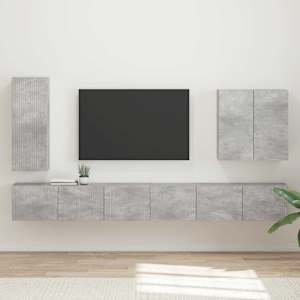 Set omare za televizijo na steni 6 pcs Betonsko siva