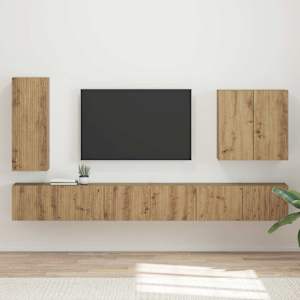 Sada televizního nástěnného kabinetu 6 pcs Artisanový dub - obrázek 1