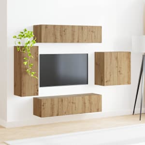 Sada televizního nástěnného kabinetu 6 pcs Artisanový dub - obrázek 4