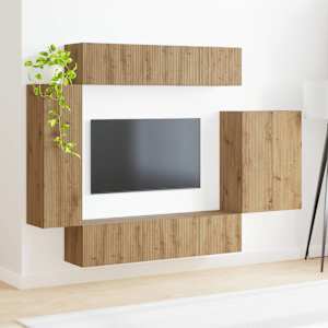 Sada televizního nástěnného kabinetu 6 pcs Artisanový dub - obrázek 4