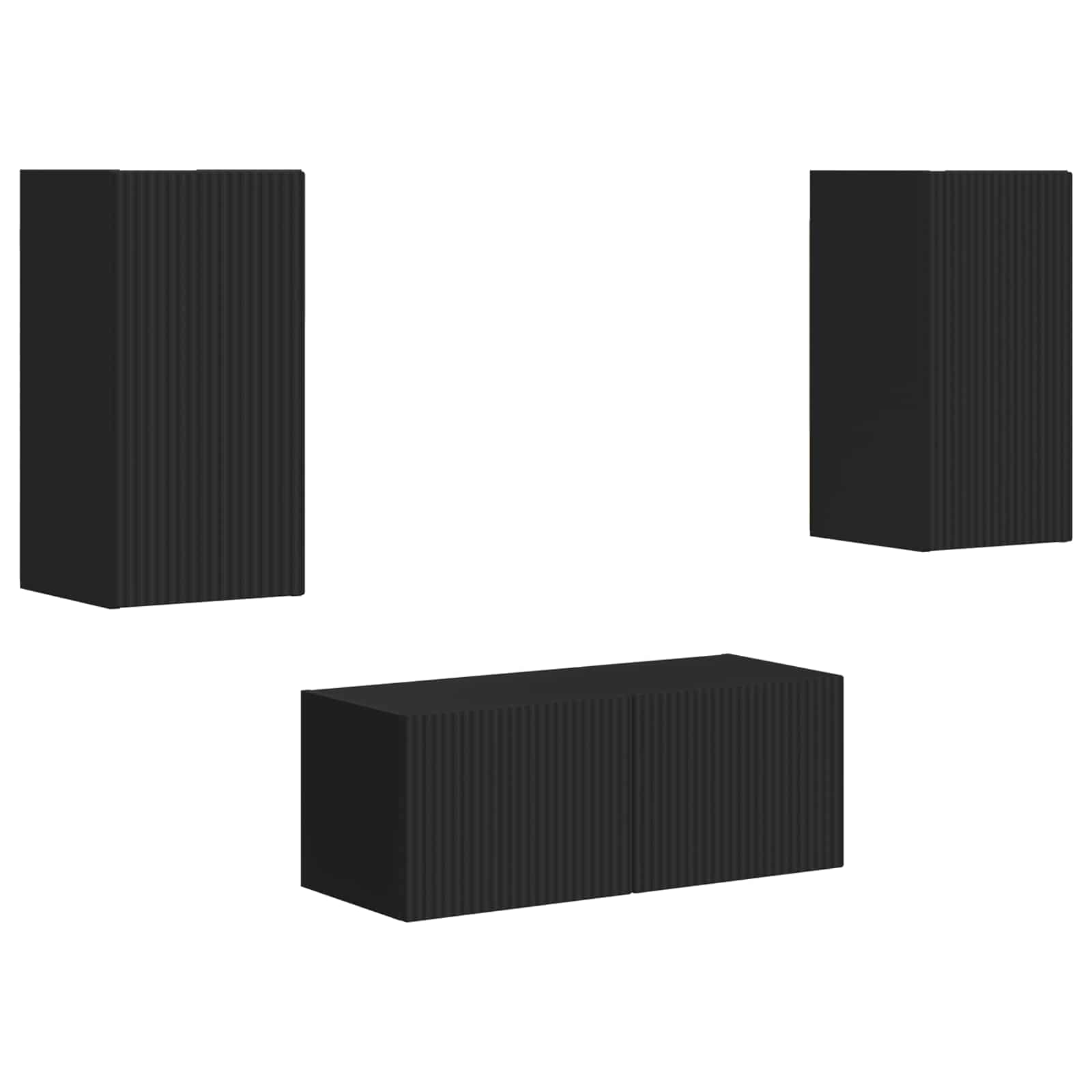 Set comodă TV Pe perete 2 pcs Negru Lemn compozit