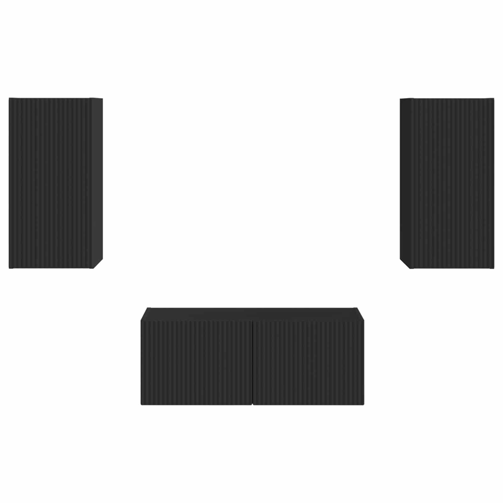 Set comodă TV Pe perete 2 pcs Negru Lemn compozit