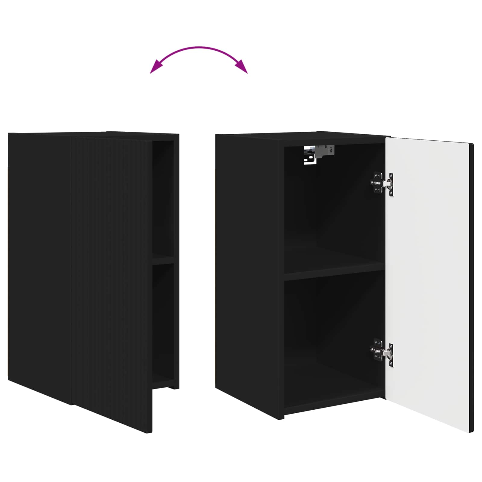 Set comodă TV Pe perete 2 pcs Negru Lemn compozit