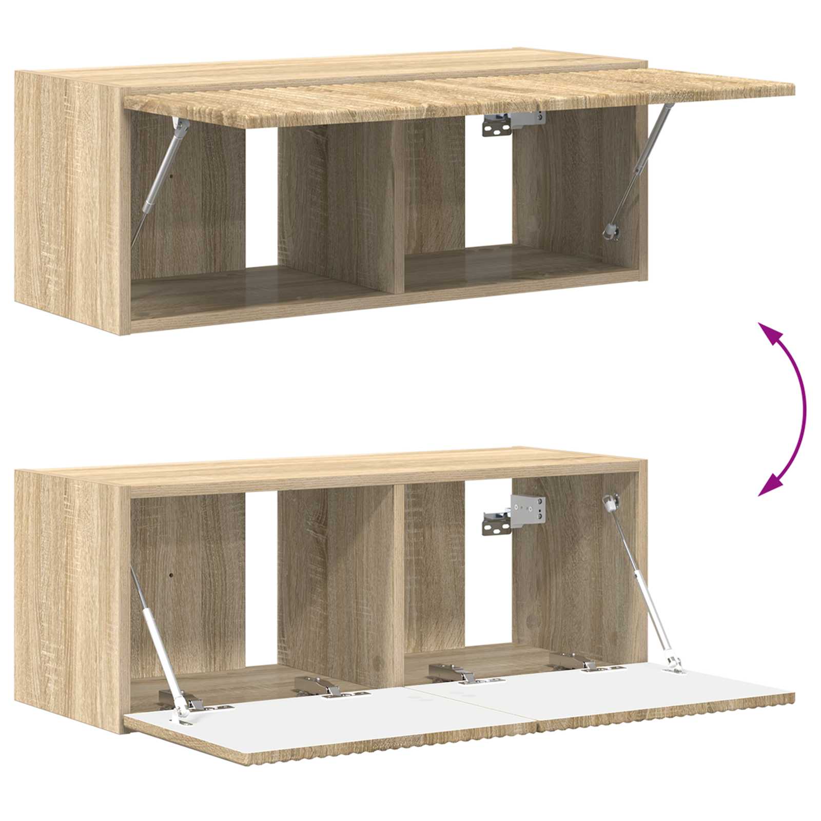 Set comodă TV Pe perete 2 pcs Stejar Sonoma Lemn compozit