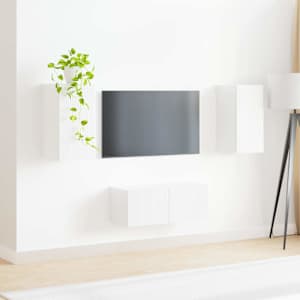 Sestava TV skříněk 2 pcs Vysoce lesklá bílá kompozitní dřevo - obrázek 4