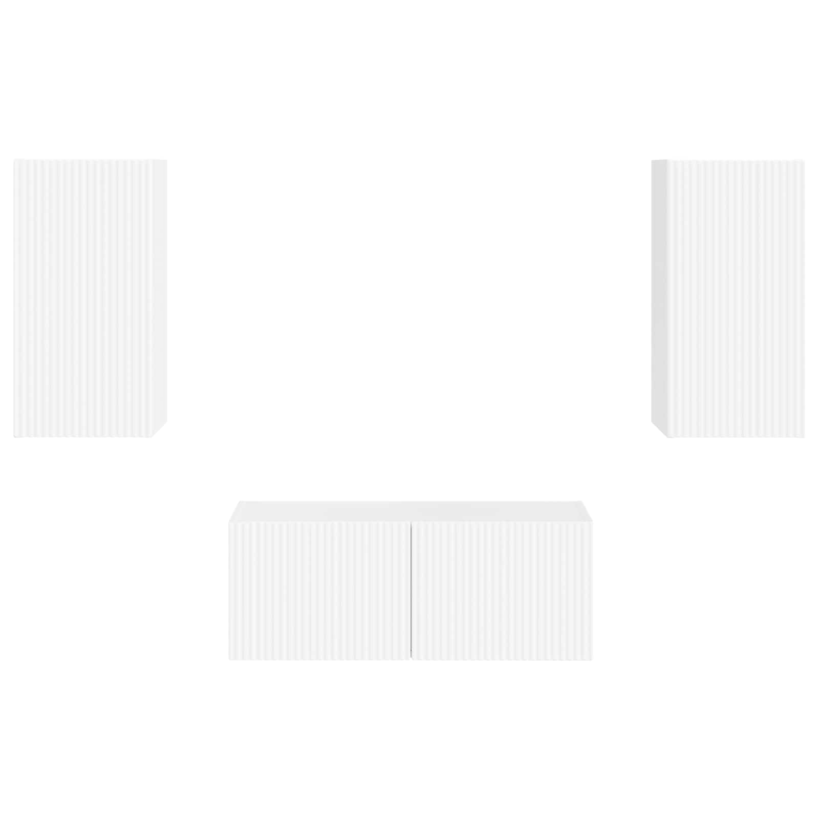 Set comodă TV Pe perete 2 pcs Alb lucios Lemn compozit