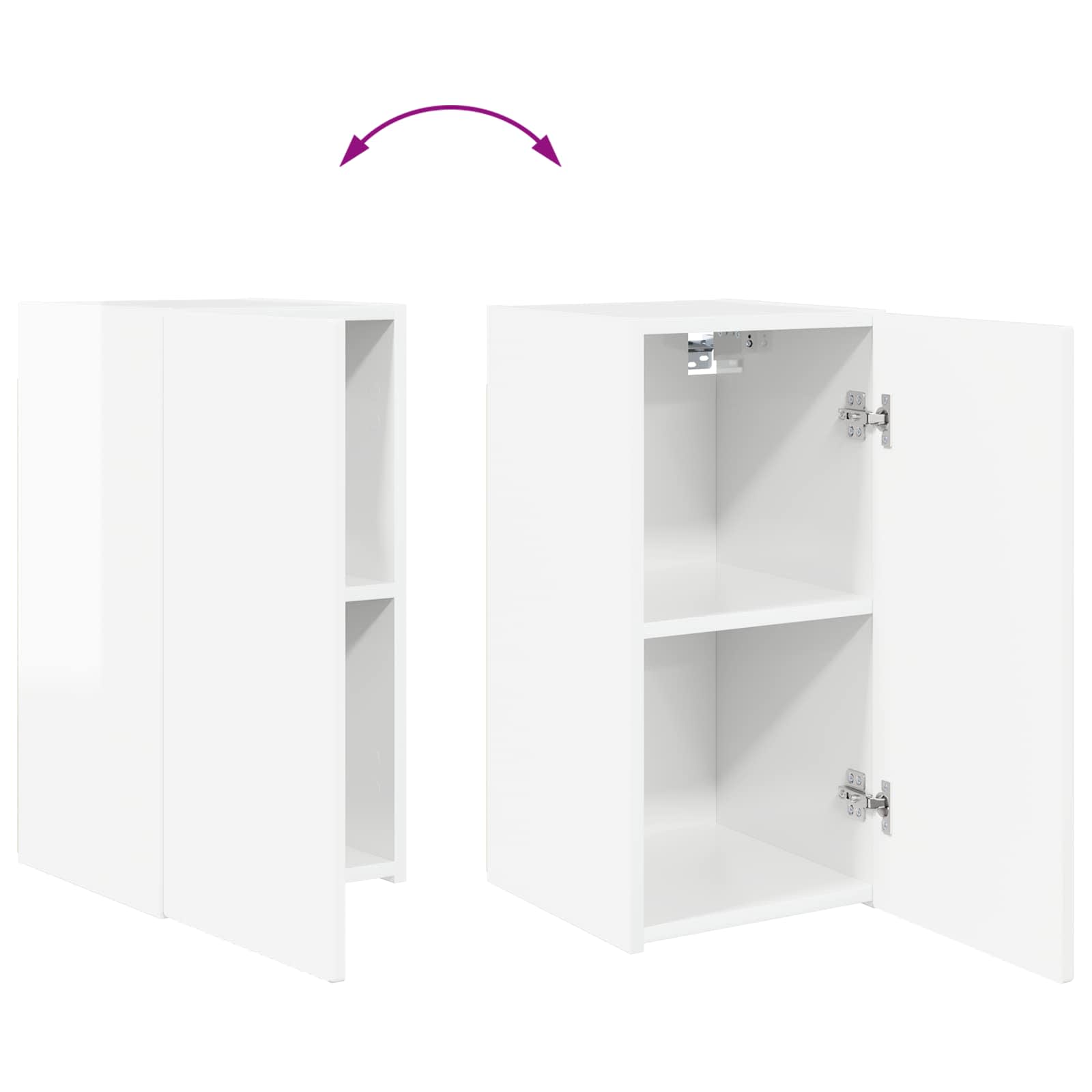 Set comodă TV Pe perete 2 pcs Alb lucios Lemn compozit