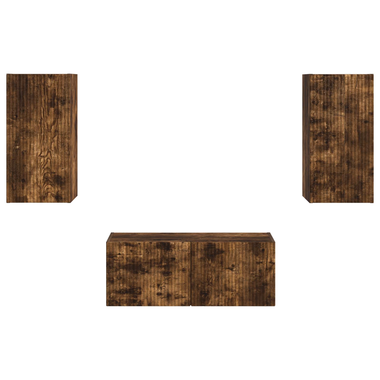 Set comodă TV Pe perete 2 pcs Stejar fumuriu Lemn compozit