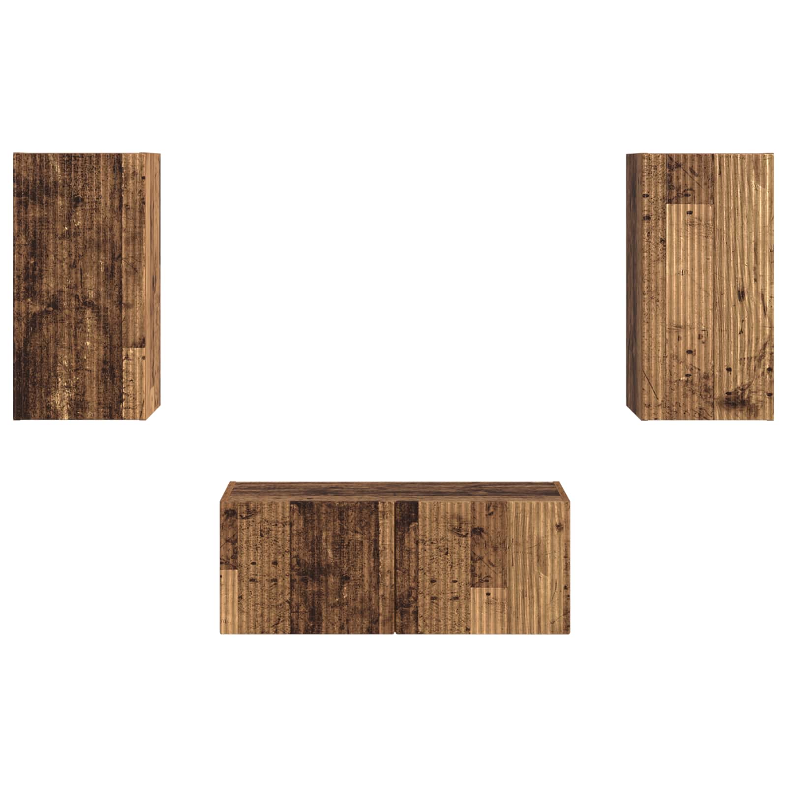 Set comodă TV Pe perete 2 pcs Lemn vechi Lemn compozit