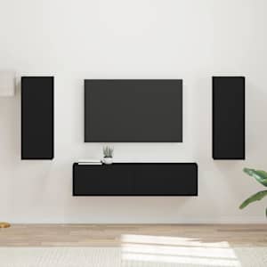 Sestava TV skříněk Nástěnný 2 pcs Černá kompozitní dřevo - obrázek 1