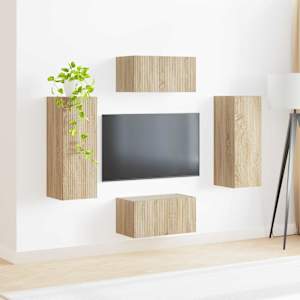 Sestava TV skříněk Nástěnný 2 pcs Sonoma dub kompozitní dřevo - obrázek 4