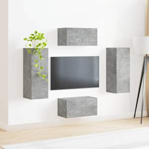 Sestava TV skříněk 2 pcs Betonově šedá kompozitní dřevo - obrázek 4