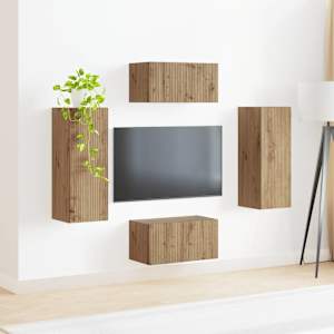 Sestava TV skříněk 2 pcs Artisanový dub kompozitní dřevo - obrázek 4