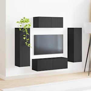 Sestava TV skříněk Nástěnný 3 pcs Černá kompozitní dřevo - obrázek 4