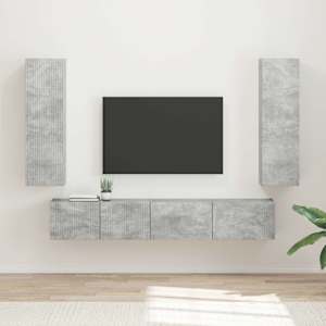 Sestava TV skříněk 3 pcs Betonově šedá kompozitní dřevo - obrázek 1