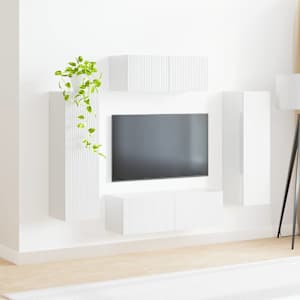 Sestava TV skříněk 3 pcs Vysoce lesklá bílá kompozitní dřevo - obrázek 4