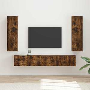 Komplet TV omaric 3 pcs Dimljeni oreh Konstruiran les