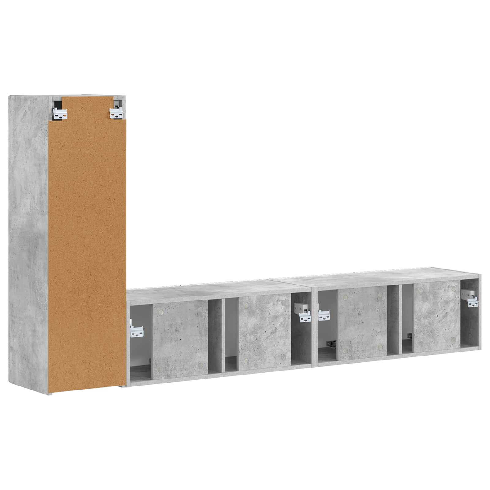 Set comodă TV Pe perete 2 pcs Gri din beton Lemn compozit