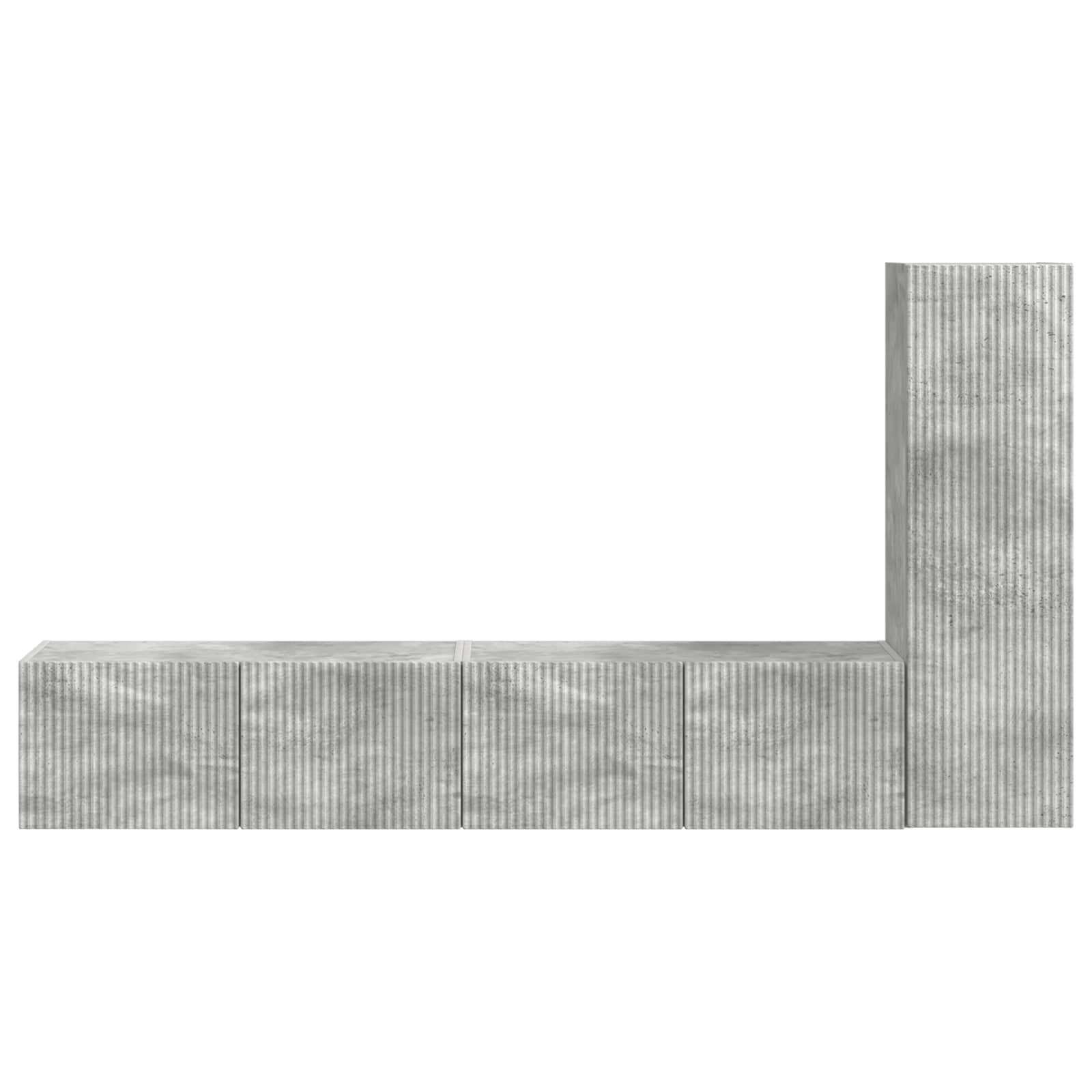 Set comodă TV Pe perete 2 pcs Gri din beton Lemn compozit