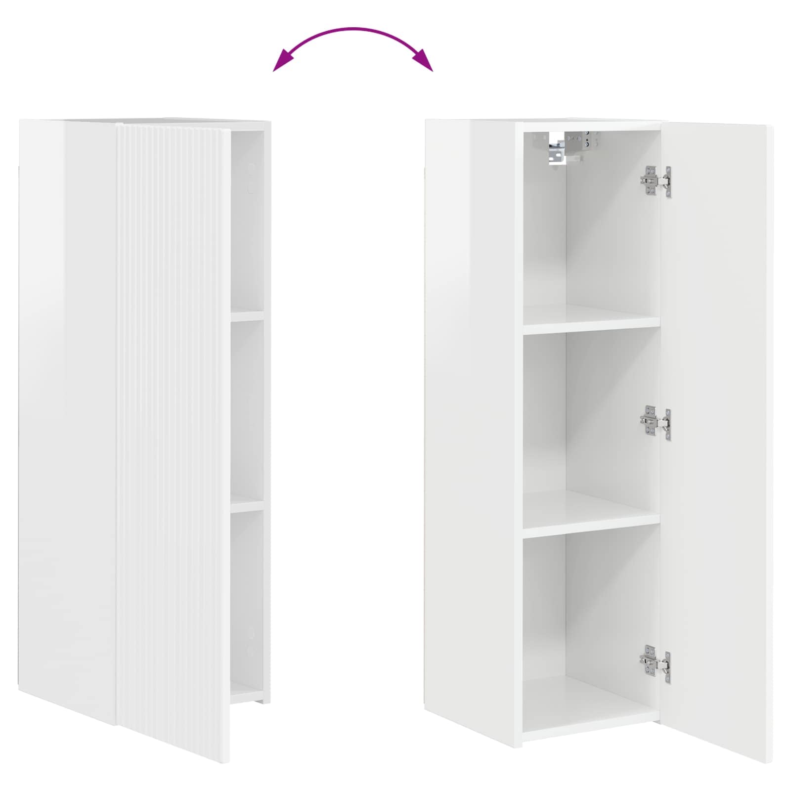 Set comodă TV Pe perete 2 pcs Alb lucios Lemn compozit