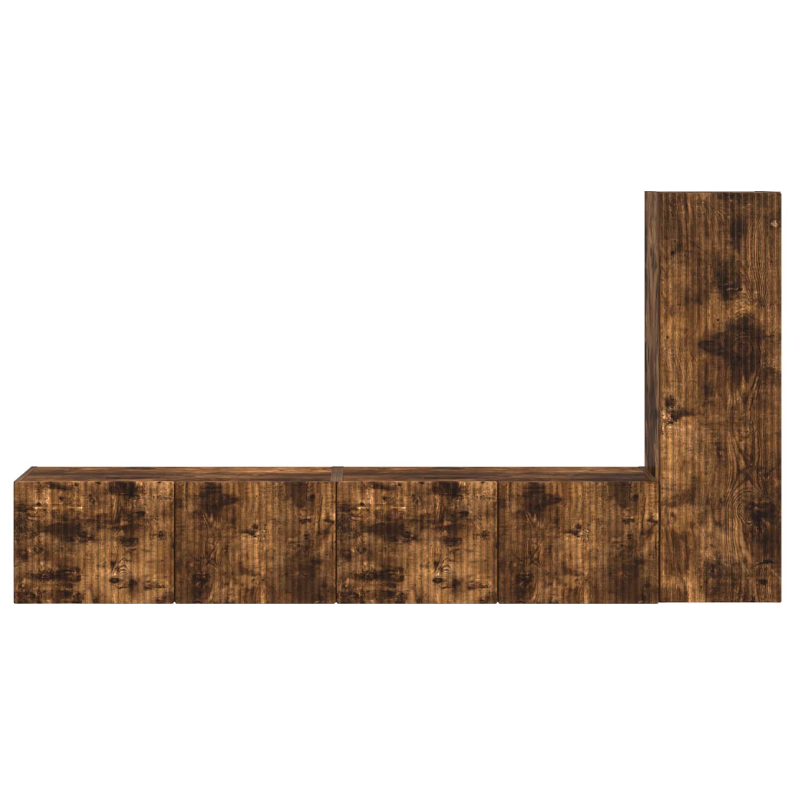 Set comodă TV Pe perete 2 pcs Stejar fumuriu Lemn compozit