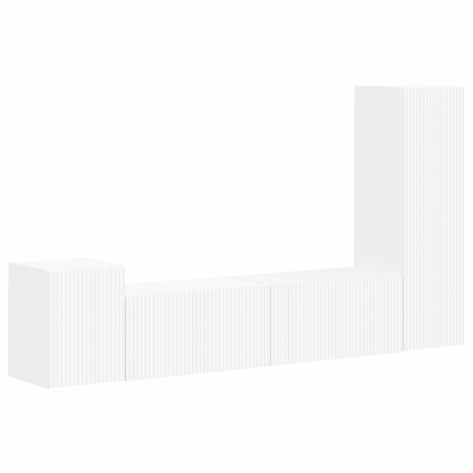 Telerikapi komplekt Seinale kinnitatav 4 pcs Valge Tehispuit 117 Kõik vajalik sinu aeda ja koju! Telerikapi komplekt Seinale kinnitatav 4 pcs Valge Tehispuit - Image 2