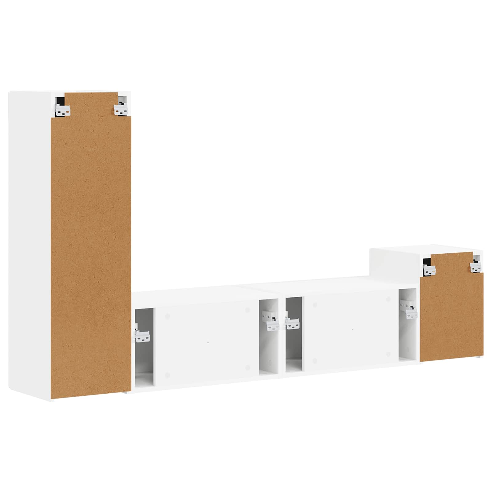 Telerikapi komplekt Seinale kinnitatav 4 pcs Valge Tehispuit 124 Kõik vajalik sinu aeda ja koju! Telerikapi komplekt Seinale kinnitatav 4 pcs Valge Tehispuit - Image 9