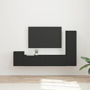 Sestava TV skříněk Nástěnný 4 pcs Černá kompozitní dřevo - obrázek 1