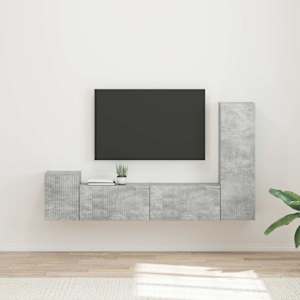 Sestava TV skříněk 4 pcs Betonově šedá kompozitní dřevo - obrázek 1