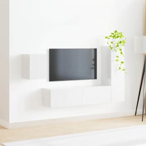 Sestava TV skříněk 4 pcs Vysoce lesklá bílá kompozitní dřevo - obrázek 4