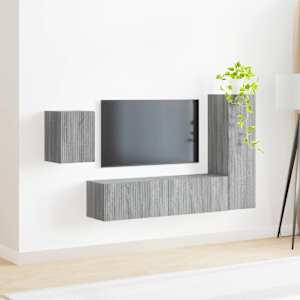 Sestava TV skříněk Nástěnný 4 pcs Šedá Sonoma kompozitní dřevo - obrázek 4