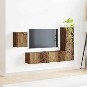 Sestava TV skříněk Nástěnný 4 pcs Staré dřevo kompozitní dřevo - obrázek 4