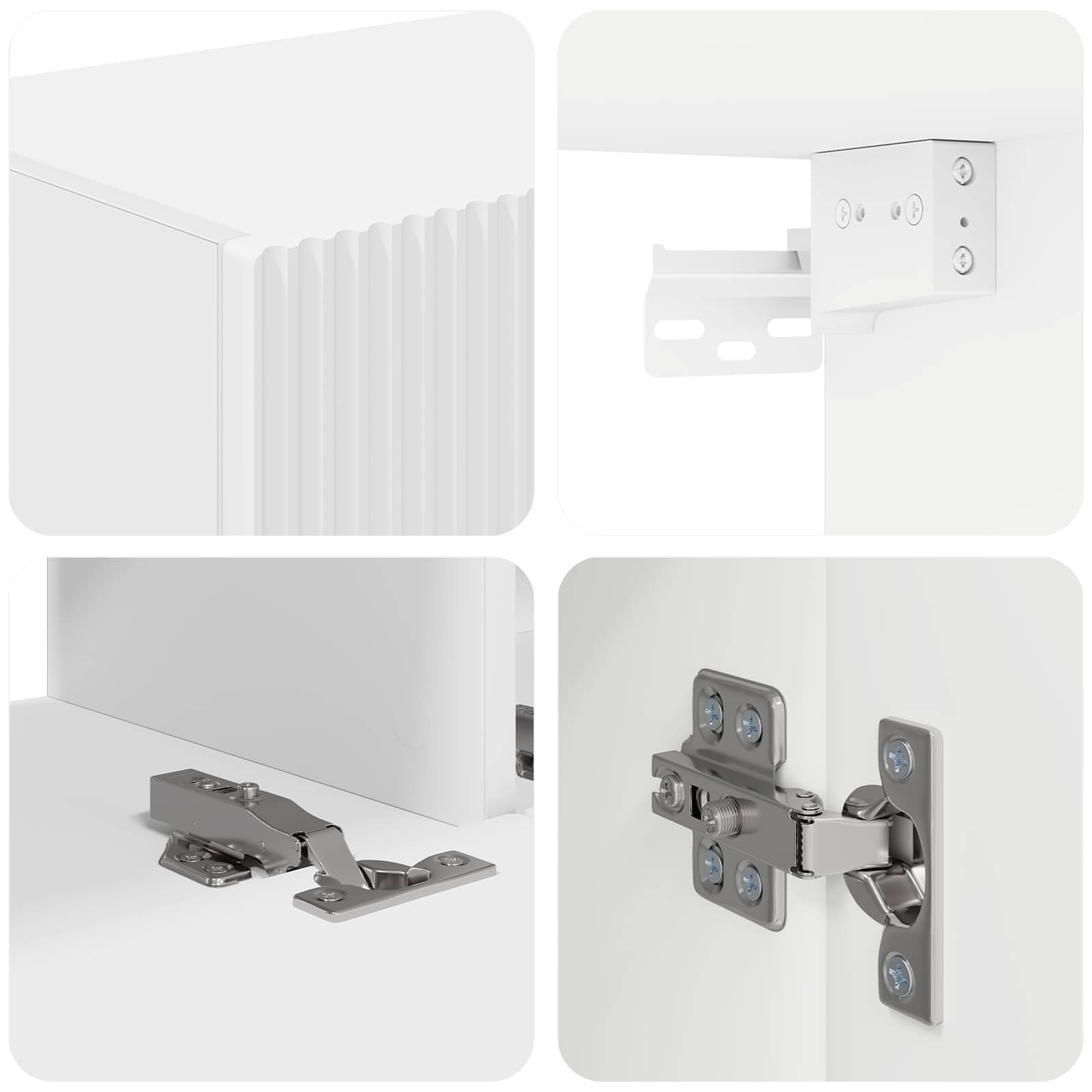 Telerikapi komplekt Seinale kinnitatav 4 pcs Valge Tehispuit 102 Kõik vajalik sinu aeda ja koju! Telerikapi komplekt Seinale kinnitatav 4 pcs Valge Tehispuit - Image 10