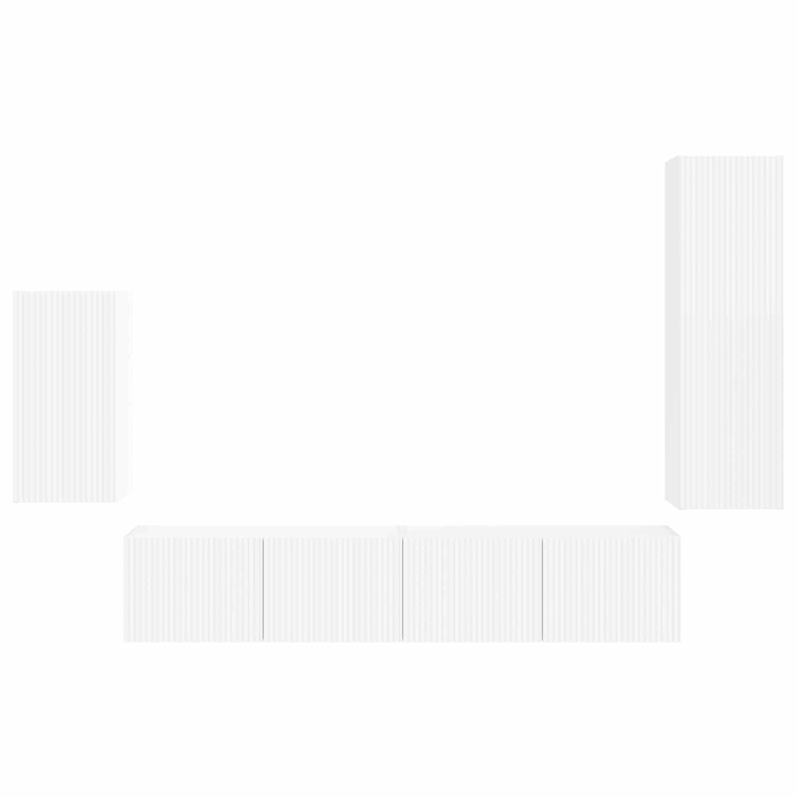 Telerikapi komplekt Seinale kinnitatav 4 pcs Valge Tehispuit 100 Kõik vajalik sinu aeda ja koju! Telerikapi komplekt Seinale kinnitatav 4 pcs Valge Tehispuit - Image 8