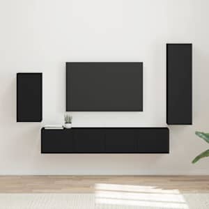 Sestava TV skříněk Nástěnný 4 pcs Černá kompozitní dřevo - obrázek 1