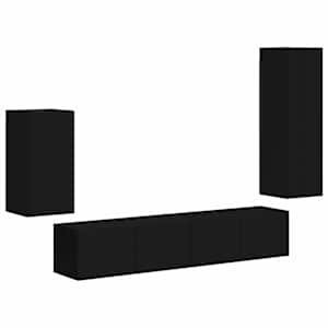 Sestava TV skříněk Nástěnný 4 pcs Černá kompozitní dřevo - obrázek 2