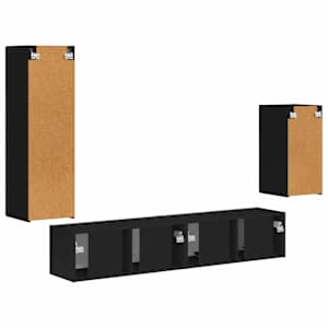 Sestava TV skříněk Nástěnný 4 pcs Černá kompozitní dřevo - obrázek 9