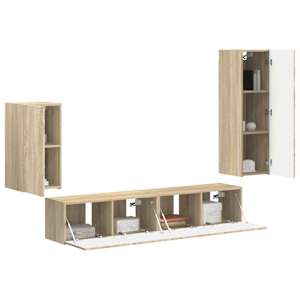 Sestava TV skříněk Nástěnný 4 pcs Sonoma dub kompozitní dřevo - obrázek 3
