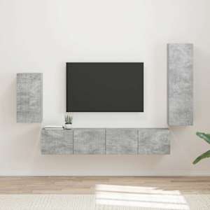 Sestava TV skříněk 4 pcs Betonově šedá kompozitní dřevo - obrázek 1