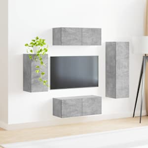 Sestava TV skříněk 4 pcs Betonově šedá kompozitní dřevo - obrázek 4