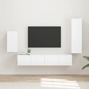 Sestava TV skříněk 4 pcs Vysoce lesklá bílá kompozitní dřevo - obrázek 1
