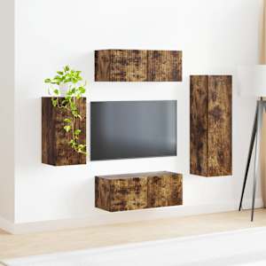 Sestava TV skříněk Nástěnný 4 pcs Kouřový dub kompozitní dřevo - obrázek 4