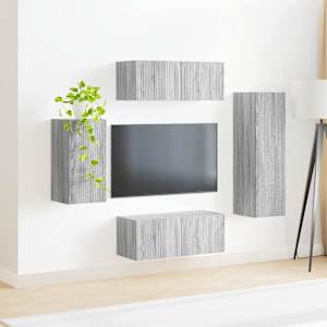 Sestava TV skříněk Nástěnný 4 pcs Šedá Sonoma kompozitní dřevo - obrázek 4