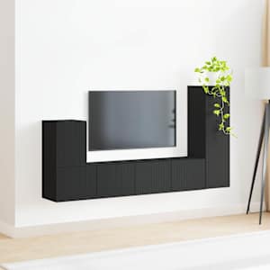 Sestava TV skříněk Nástěnný 3 pcs Černá kompozitní dřevo - obrázek 4