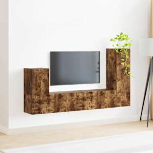 Sestava TV skříněk Nástěnný 3 pcs Kouřový dub kompozitní dřevo - obrázek 4