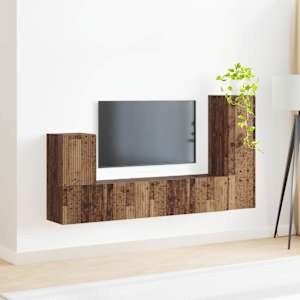 Sestava TV skříněk Nástěnný 3 pcs Staré dřevo kompozitní dřevo - obrázek 4