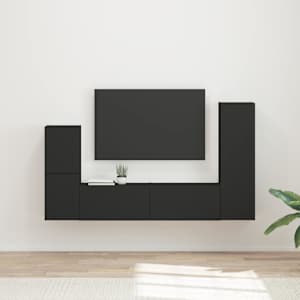 Sestava TV skříněk Nástěnný 4 pcs Černá kompozitní dřevo - obrázek 1
