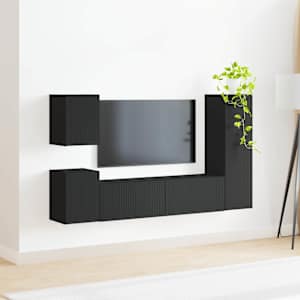 Sestava TV skříněk Nástěnný 4 pcs Černá kompozitní dřevo - obrázek 4