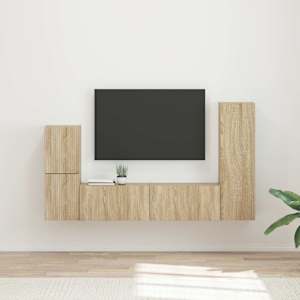 Sestava TV skříněk Nástěnný 4 pcs Sonoma dub kompozitní dřevo - obrázek 1