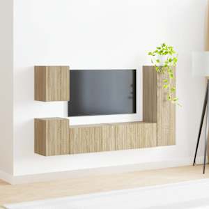 Sestava TV skříněk Nástěnný 4 pcs Sonoma dub kompozitní dřevo - obrázek 4